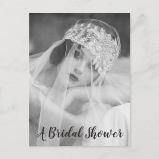 Black & White Flapper Style Bridal Shower Invite Postcard