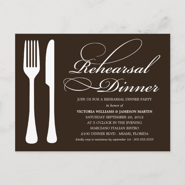 BLACK & WHITE FLATWARE | REHEARSAL DINNER INVITE (Front)