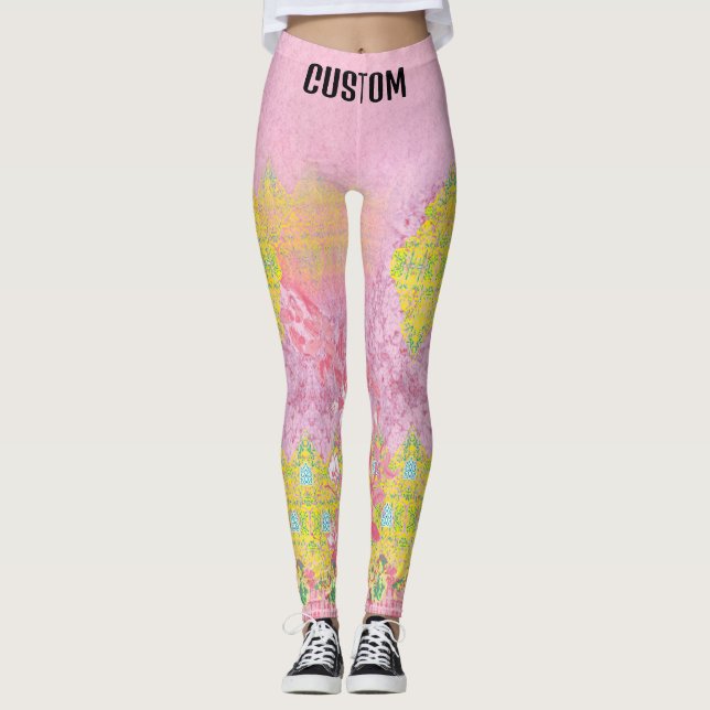 Black White Fleece Thermal Workout Leggings (Front)