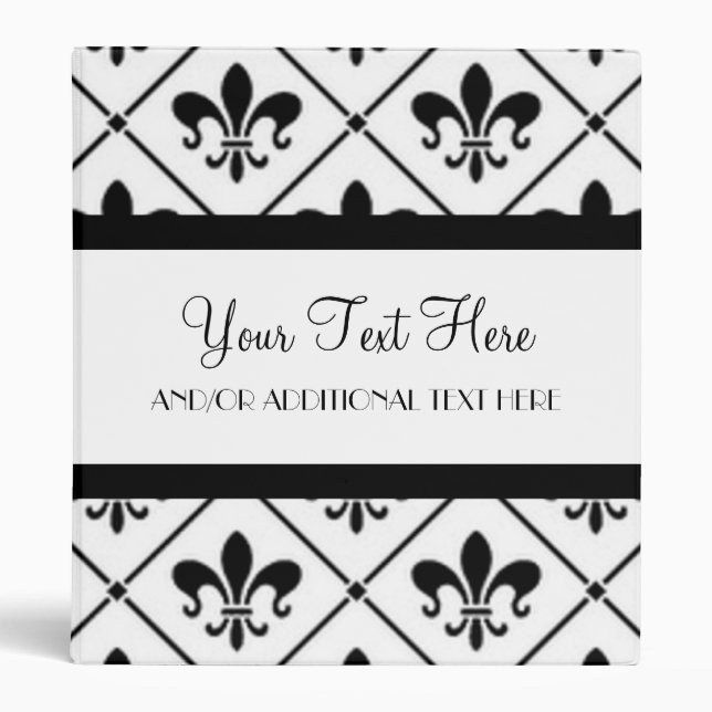 Black & White Fleur De Lis Binder (Front)