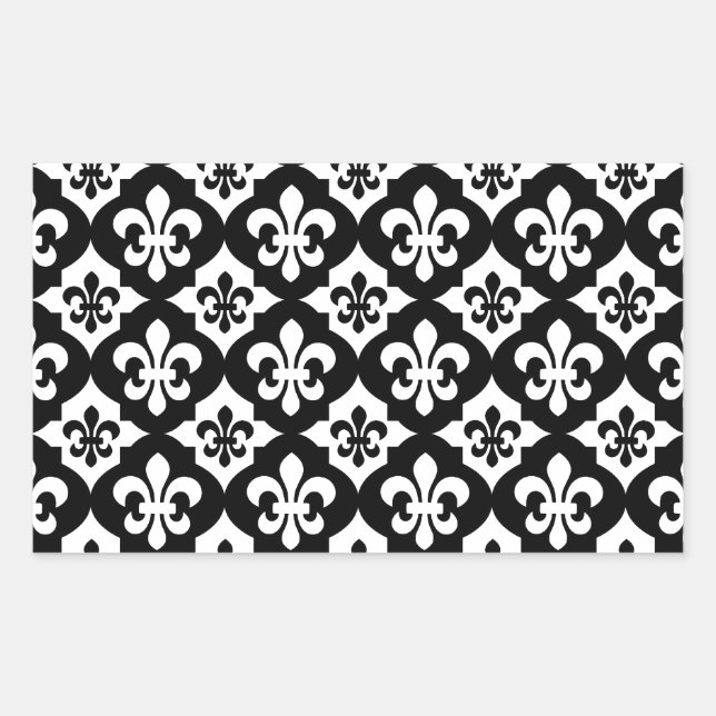 Black White Fleur De Lis Pattern Sticker (Front)
