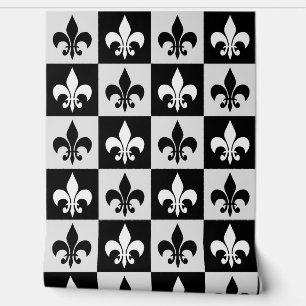 Black White Fleur-De-Lis Wallpaper