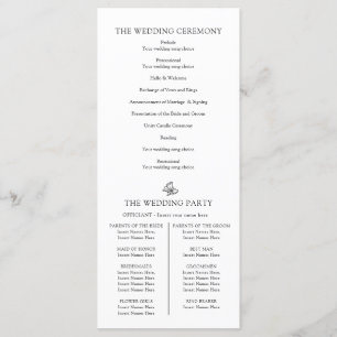 Black white fleur de lis wedding thanks program