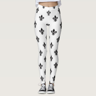 Black & White Fleur-de-lis Women's Leggings