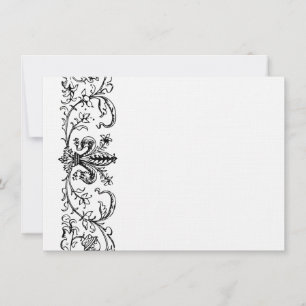 Black White Fleur Personalized Thank You Note Note Card