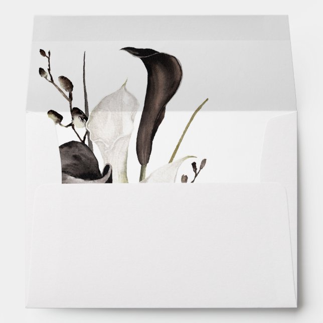 Black & White Floral 2 Envelope (Back (Bottom))