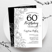 Black White Floral 60th Birthday Party