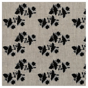 Black White Floral Background Wrapping Paper Art Fabric