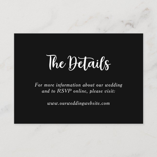 Black White Floral Botanical Monogram Couple Name Enclosure Card (Front)