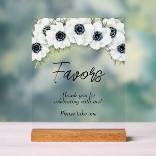 Black White Floral Bridal Shower Favours Acrylic Sign