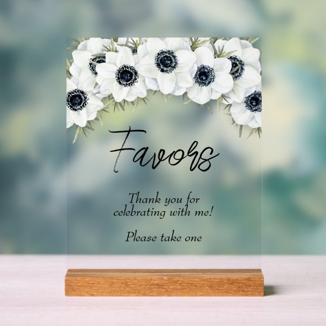 Black White Floral Bridal Shower Favours Acrylic Sign (Neutral)