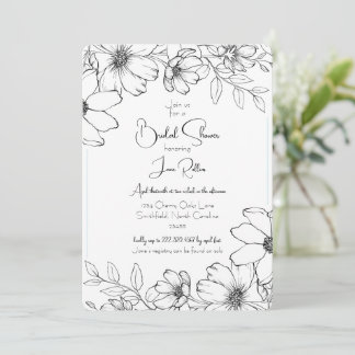 Black & White Floral Bridal Shower Invitation