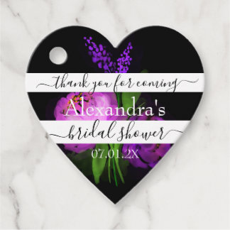 Black & White Floral Bridal Shower Thank You Favour Tags