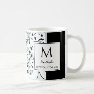 Black White Floral Customized PRECIOUS TO GOD Coffee Mug