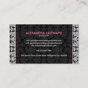 Black & White Floral Damasks Customized Business Card