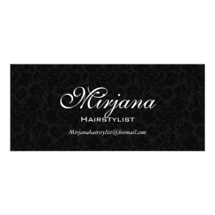 Black & White Floral Damasks Hairstylist Services Rack Card