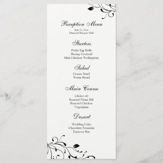 Black & White Floral Decal Reception Menu