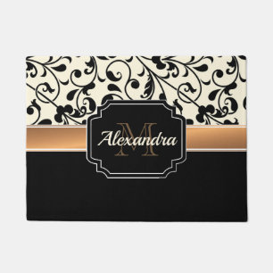 Black & White Floral Doormat