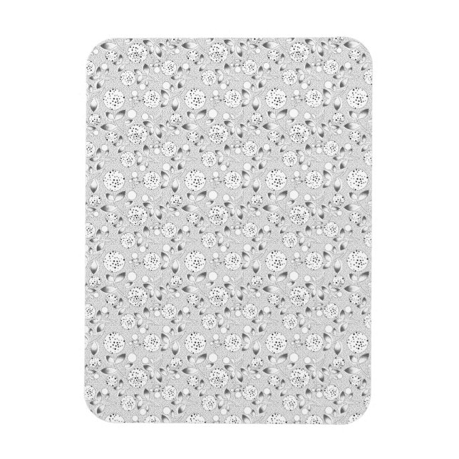 Black White Floral Dotwork | Seamless Botanical Magnet (Vertical)