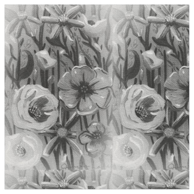 Black & White Floral Fabric (Close Up)