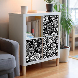 Black White Floral Gift Paper Or Decoupage Paper