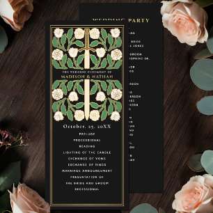 Black White Floral Gold Sword Royal Wedding Program
