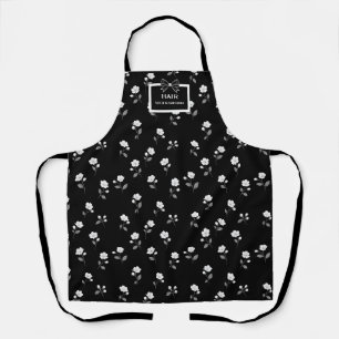 Black White Floral Hair Salon Hairdresser Stylist Apron