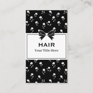 Black White Floral Hair Salon Hairdresser Stylist Business Card