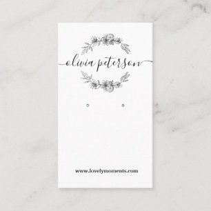 Black White Floral jewellery earring display card