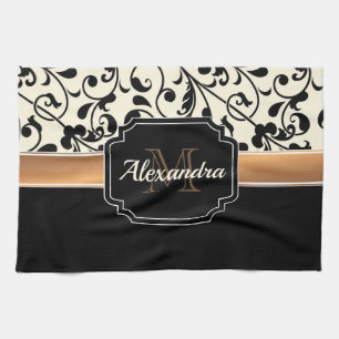 Black & White Floral Kitchen Towel