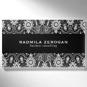 Black & White Floral Lace  Frame Name Tag