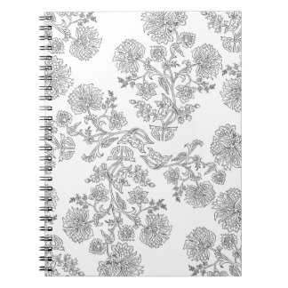 Black White Floral Notebook