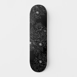 Black & White Floral Paint Your Own Deck Skateboard