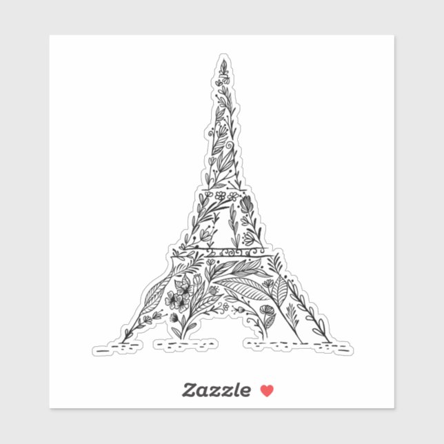 Black & White Floral Paris Eiffel Tower (Sheet)