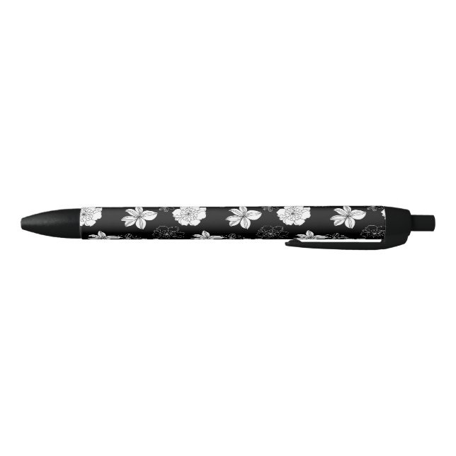 Black & White Floral Pattern Ink Pen (Bottom)