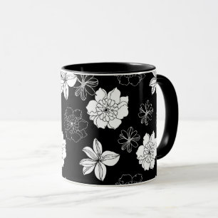 Black & White Floral Pattern Mug
