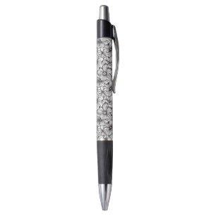 Black White Floral Pen