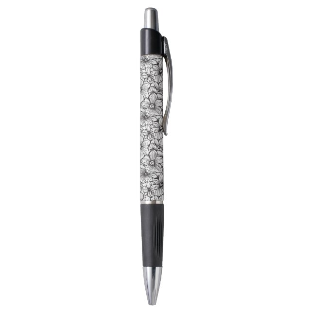 Black White Floral Pen (Bottom (Vertical))