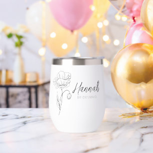 Black & White Floral Personalized Bridesmaid Gift