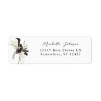 Black & White Floral Return Address Label 3