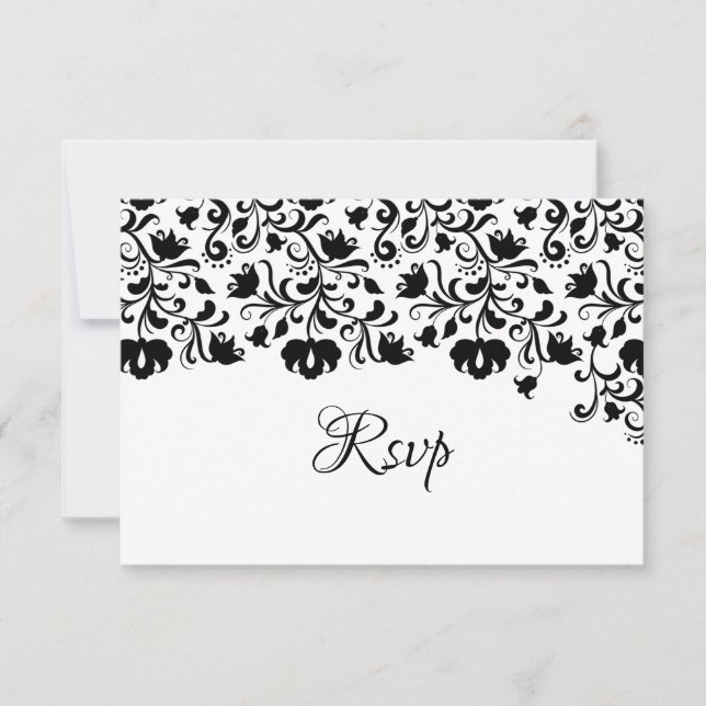 Black & White Floral Save the Date Card (Front)