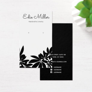 Black White Floral Script Font Earring