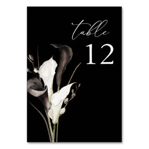 Black & White Floral Table Number - Black
