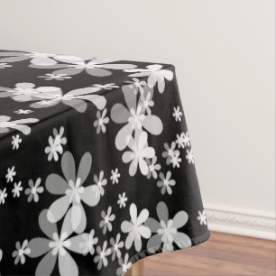 black white floral tablecloth