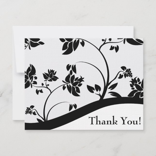 Black & White Floral Thank You Card (Front)