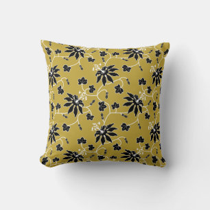 Black & White Floral Throw Pillow