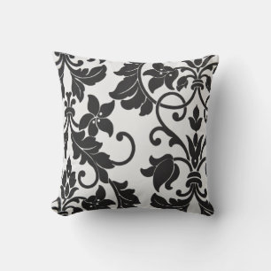 Black & White Floral Throw Pillow