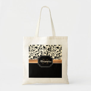 Black & White Floral Tote Bag