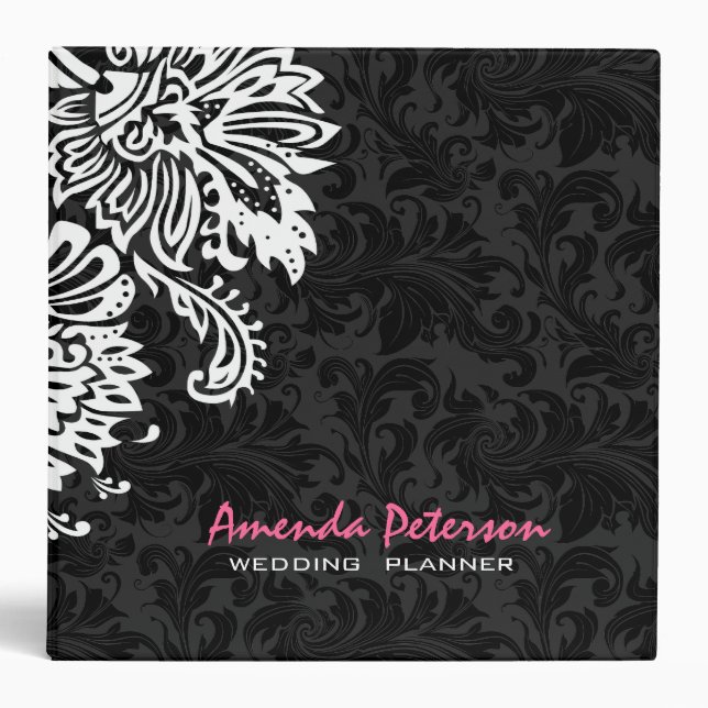 Black & White Floral Vintage Damasks 2 Binder (Front)