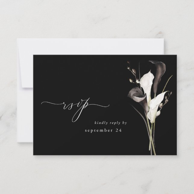 Black & White Floral w Meal RSVP 2 Black (Front)